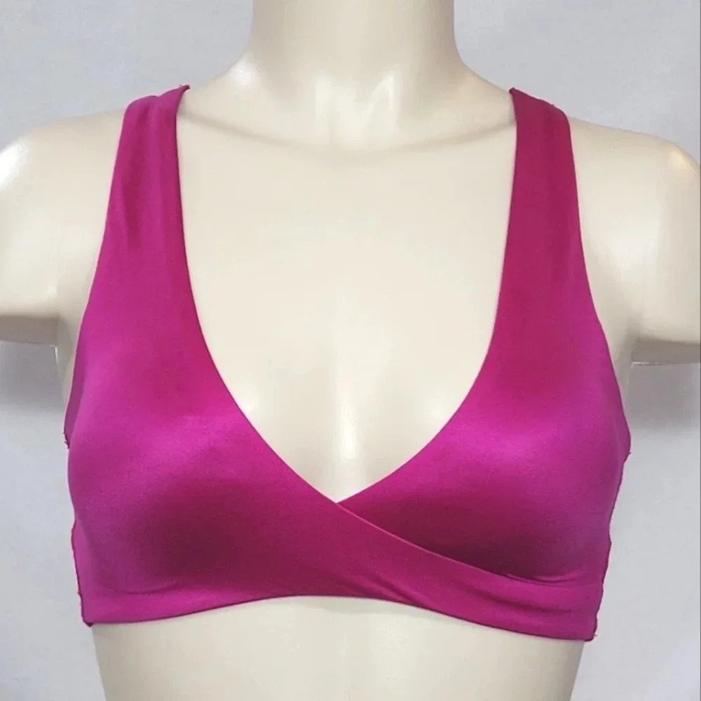 XS Gilligan O'Malley Lightly Lined Lace‎ Back Wire Free Bralette Springtime Pink